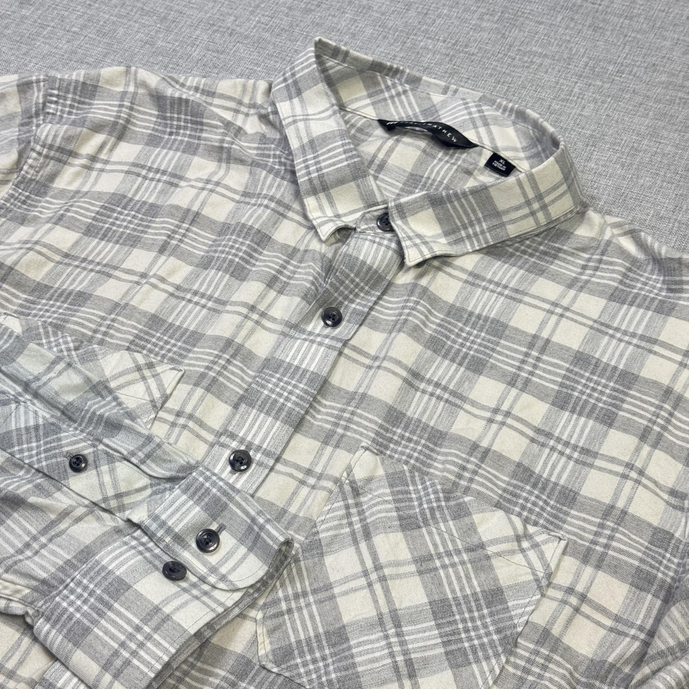 Travis Mathew Flannel Button-Up Shirt Mens XL Gray Plaid Long Sleeve Cotton